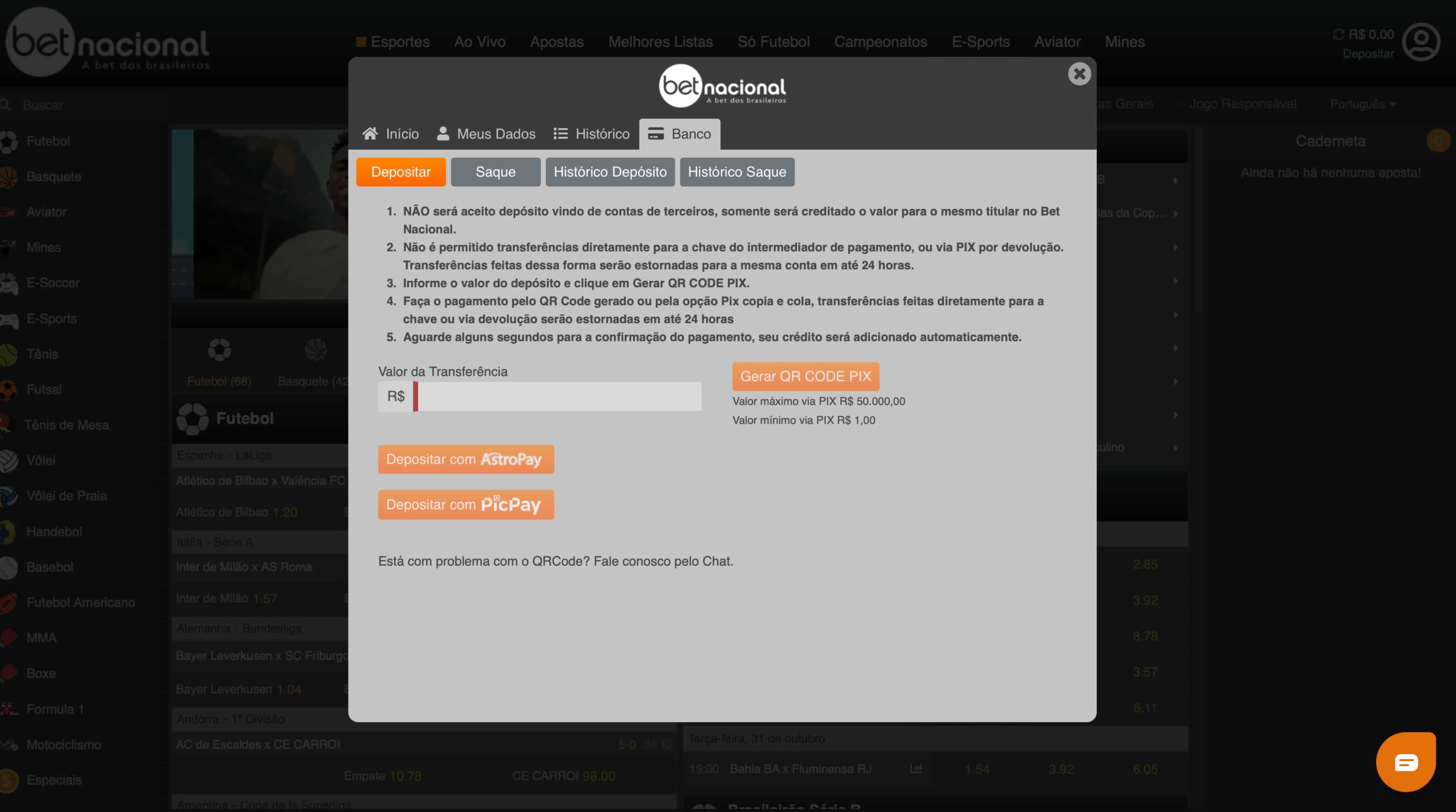 plataforma com deposito de 1 real
